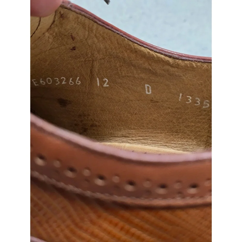 Diplomat 1335 Mens Brown Leather Cap Toe Brogue Oxford Shoes 12 D
